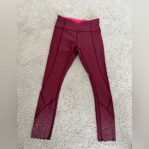 Lululemon Tight Stuff Burgundy Wine Berry Bon Bon Capri Length Leggings